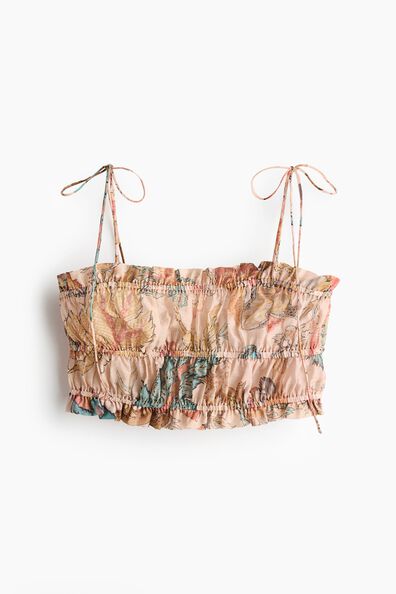 Linen-blend crop top