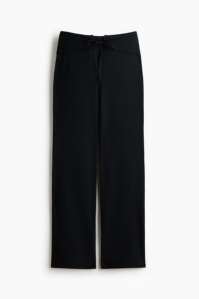 Flared tie-detail trousers