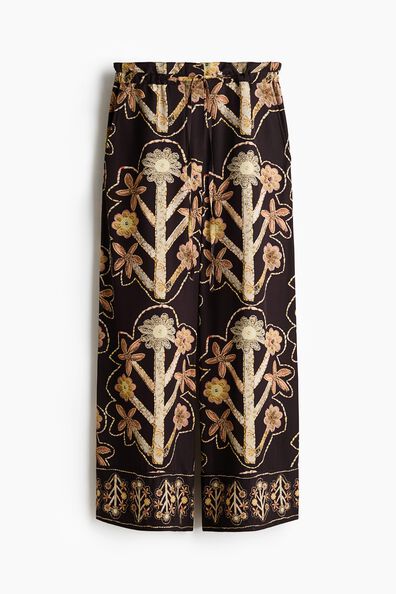Floral-print twill trousers