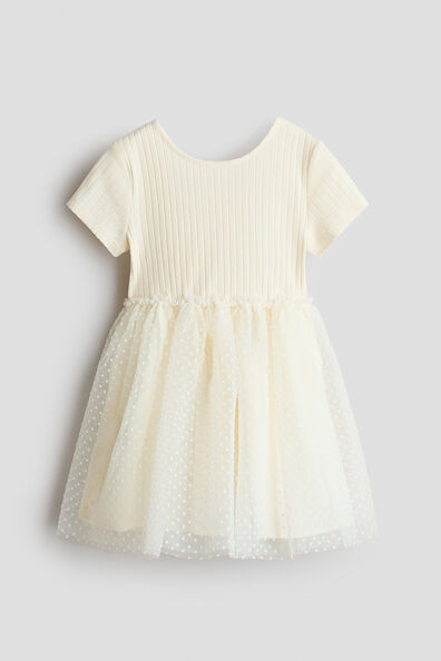 Flock-print tulle-skirt dress