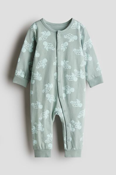 Printed cotton sleepsuit