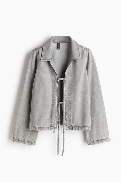 Tie-front denim jacket