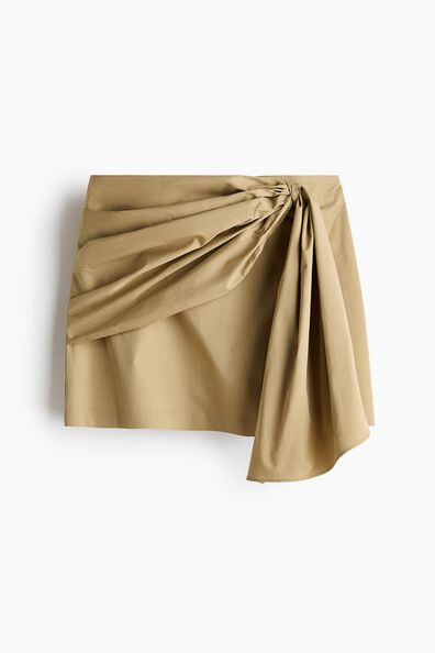 Tie-detail twill skirt