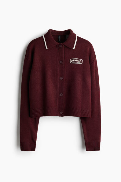 Motif-detail collared cardigan