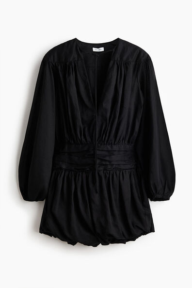Ramie-blend bubble-hem dress