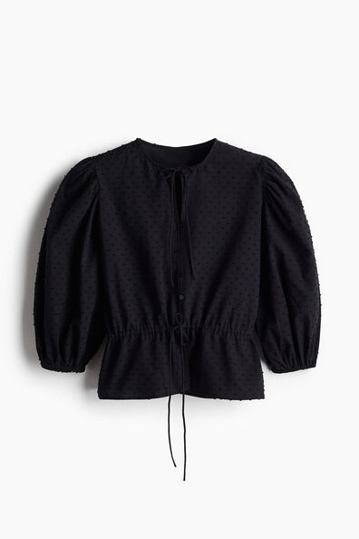 Puff-sleeved cotton blouse