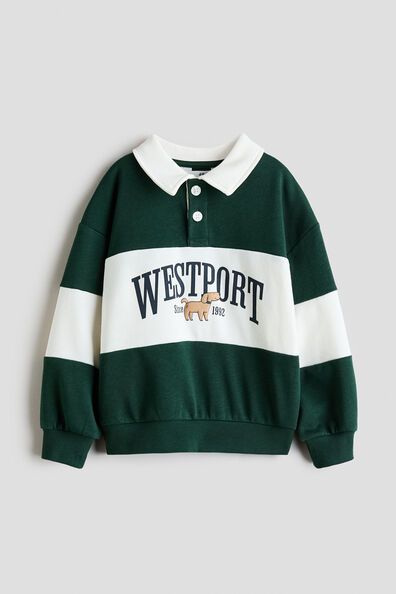 Print-motif rugby shirt