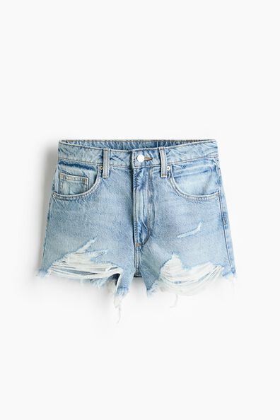 Worn-look denim shorts