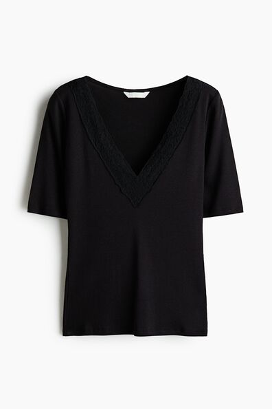 Ribbed V-neck top