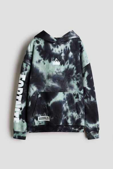 Brushed-inside printed hoodie