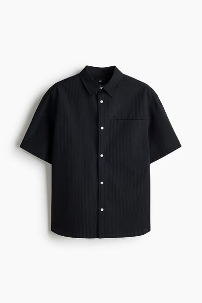 Loose Fit Short-sleeved seersucker shirt