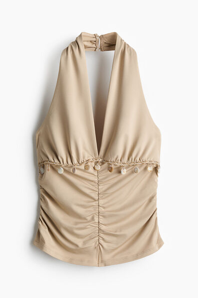 Embellished halterneck top
