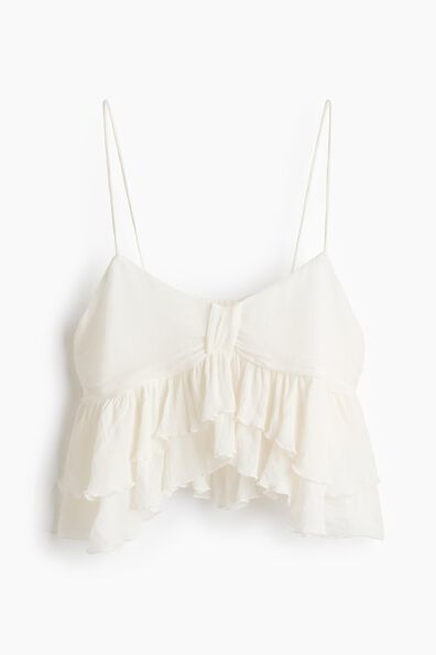 Crinkled frill-trimmed top