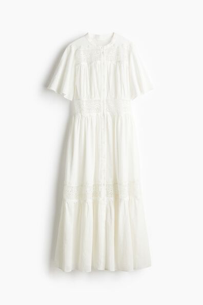 Lace-inset cotton dress