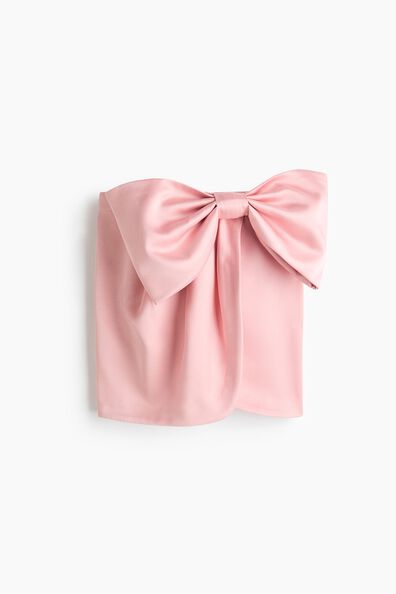 Bow-detail satin skirt