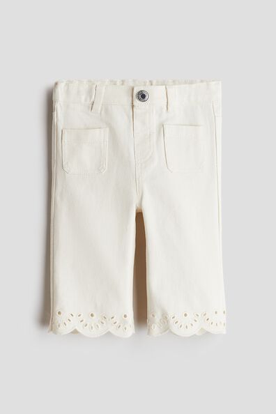 Flared cotton twill trousers