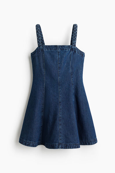 Flared-skirt denim dress