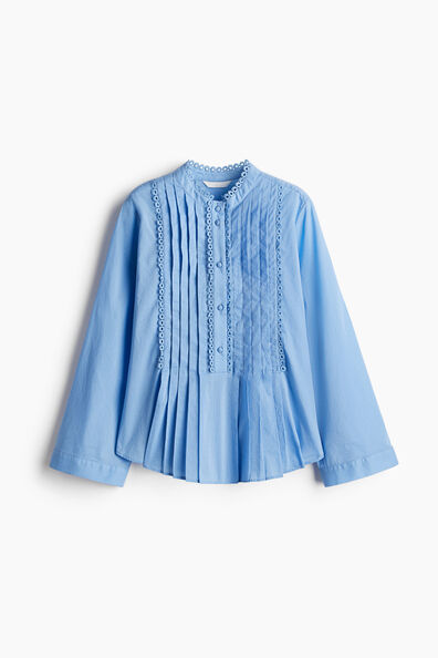 Pintucked cotton blouse