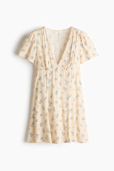 Flared-skirt viscose dress