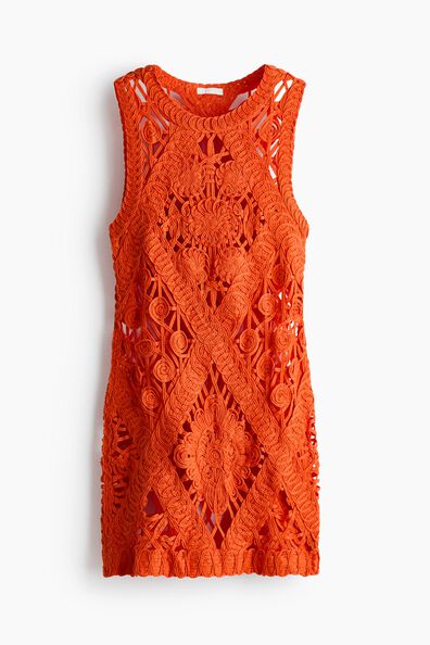 Crochet-look mini dress