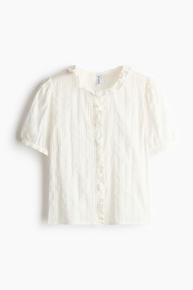 Frill-trimmed cotton blouse