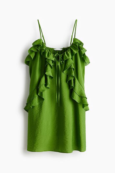 Flounce-trimmed strappy dress