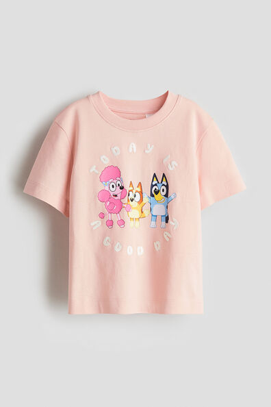Print-motif cotton T-shirt
