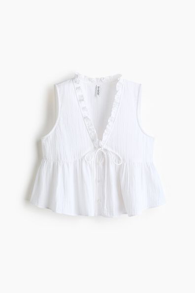 Frill-trimmed muslin top