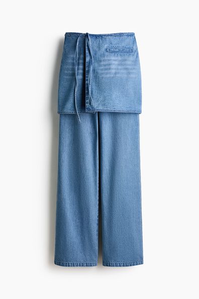 Skirt-layered trousers
