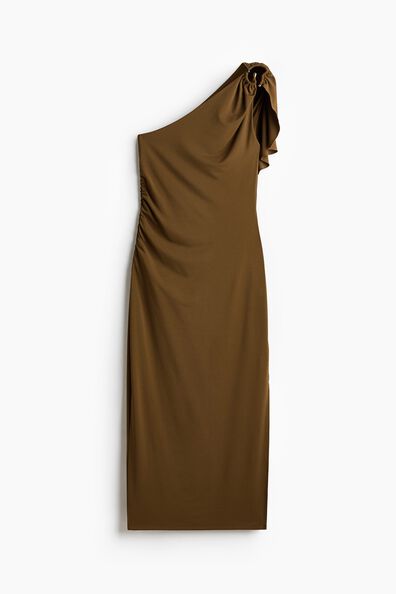 Draped-panel one-shoulder dress
