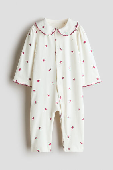 Collared cotton sleepsuit