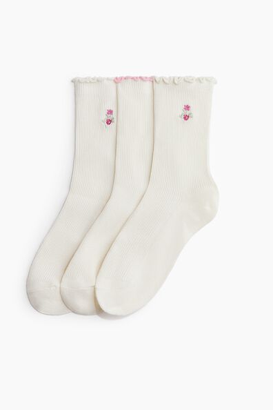 3-pack overlock-detail socks