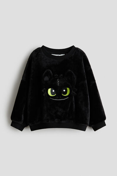 Motif-detail pile sweatshirt