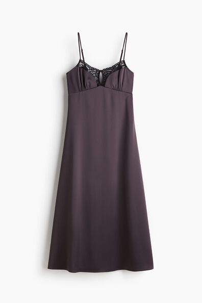Lace-trimmed satin dress
