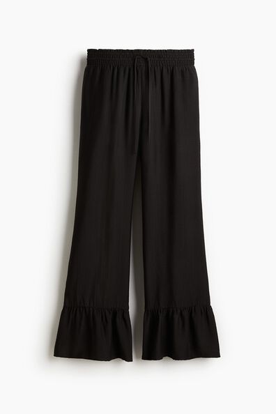 Frill-trimmed drawstring trousers