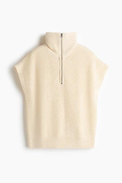 Rib-knit zip-top sweater vest