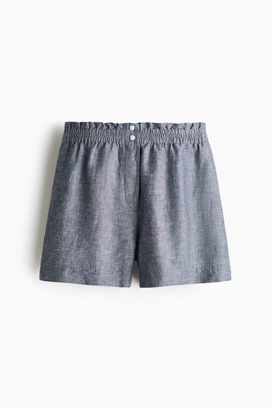 Linen-blend paper bag shorts