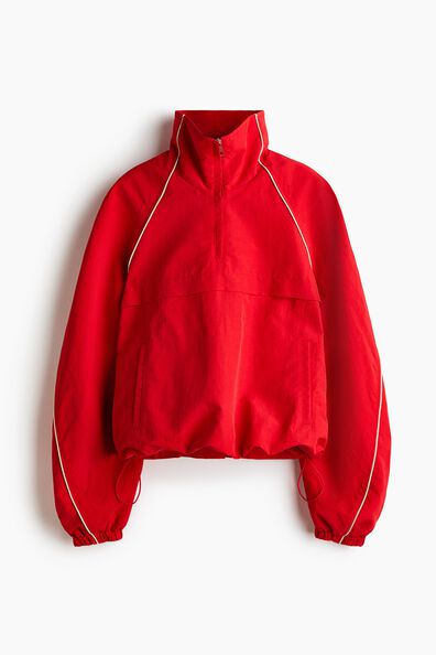 Oversized nylon popover jacket