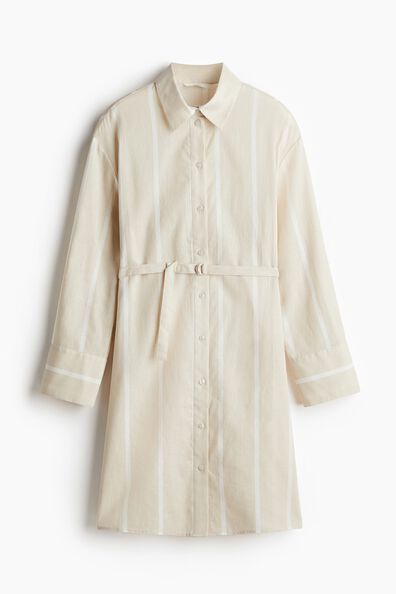 Linen-blend shirt dress