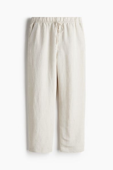 Linen-blend drawstring trousers