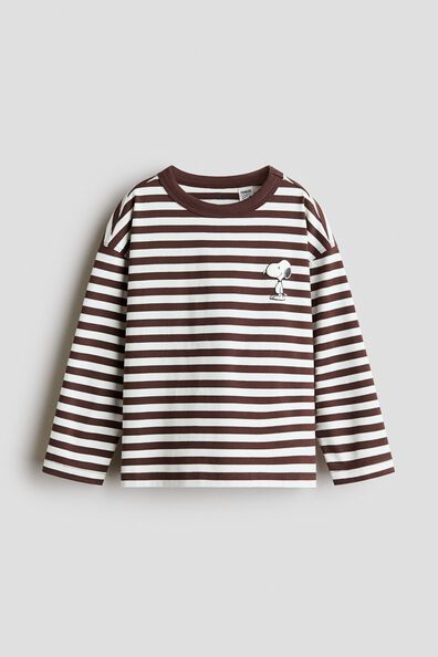 Print-motif long-sleeved T-shirt