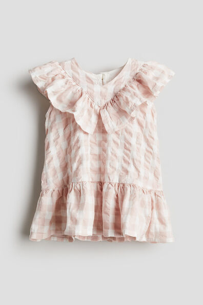 Frill-trimmed cotton dress