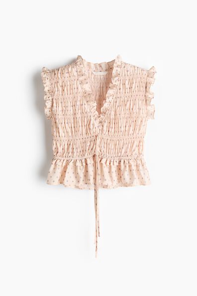 Sleeveless smocked blouse