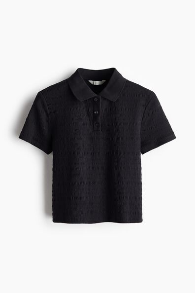 Smocked polo shirt