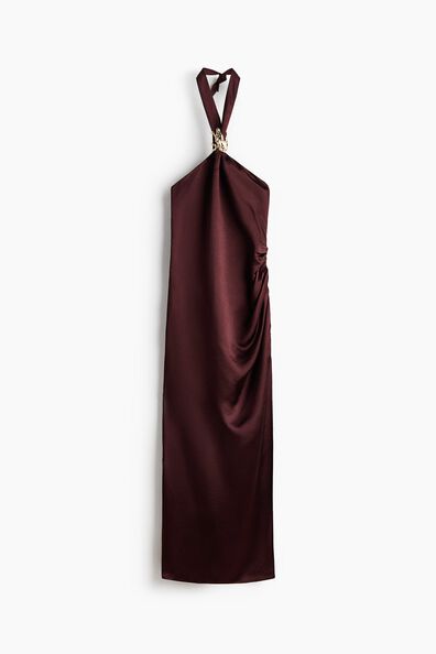 Halterneck satin dress