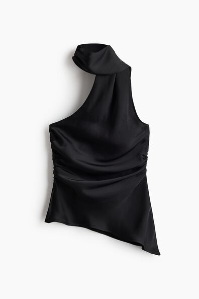 Scarf-collar one-shoulder top