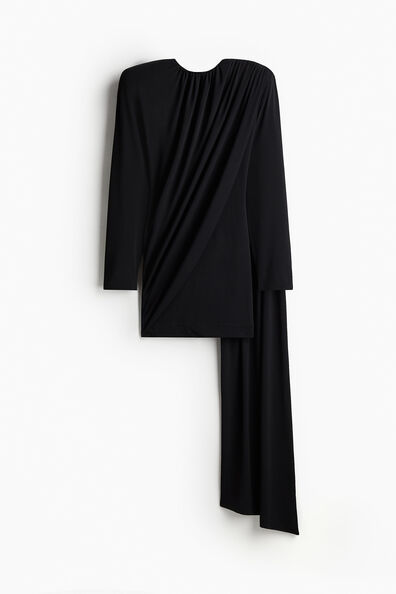 Shawl-detail draped dress