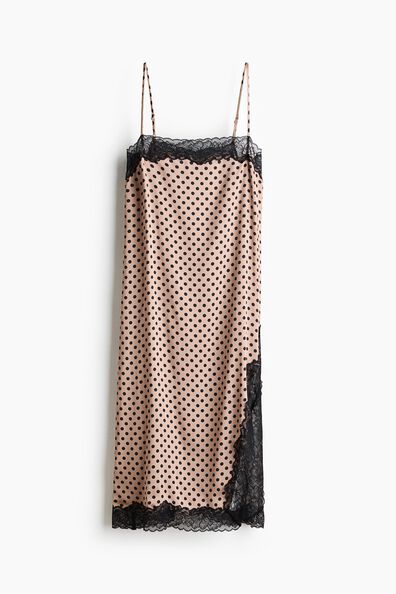 Lace-trimmed slip dress