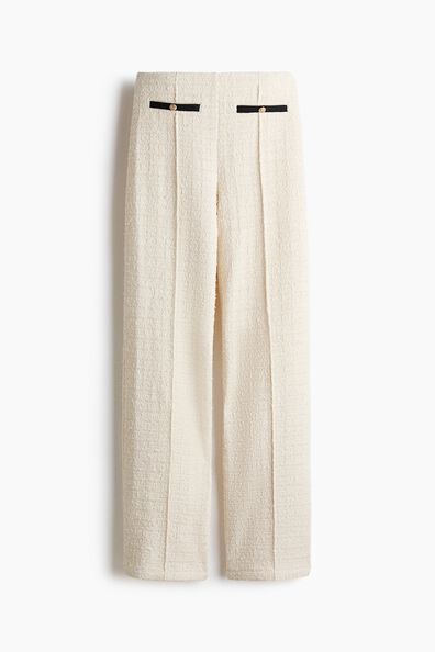 Pull-on bouclé-knit trousers