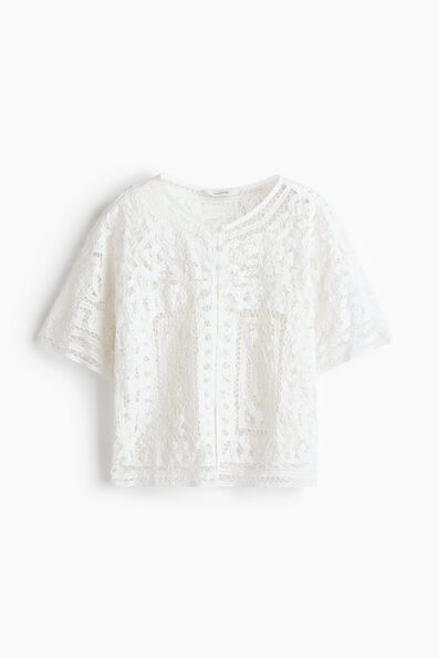 Oversized crochet-look blouse